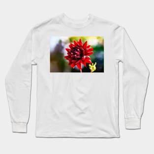 Red Dahlia Closeup Long Sleeve T-Shirt